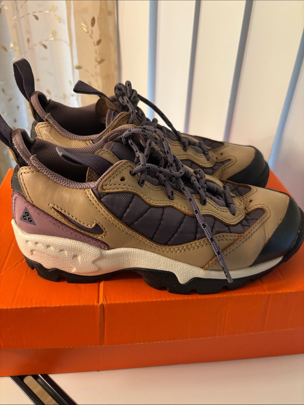Nike ACG Women's Trail Sneakers in Tan and Purple